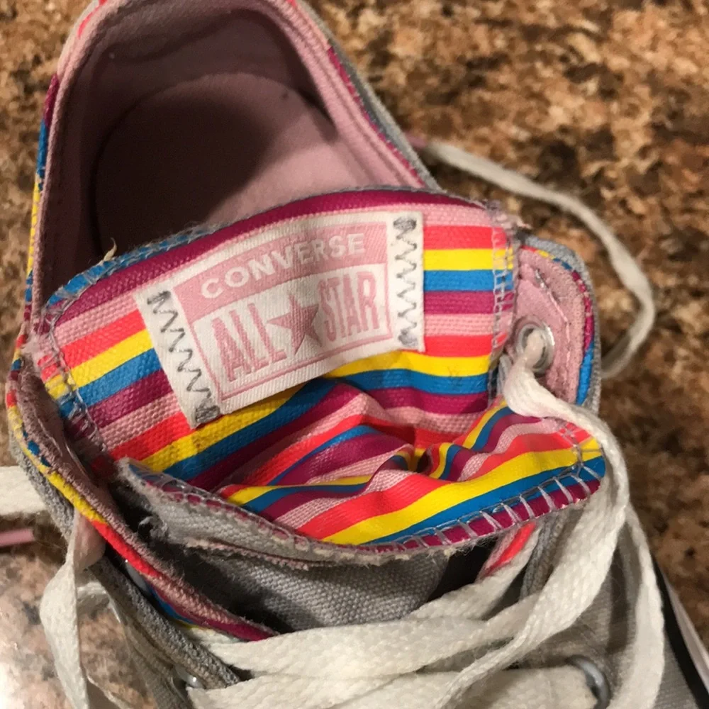 Converse All Star Wolf Doble upper Gray Rainbow Stripe Sneaker Big Girl …